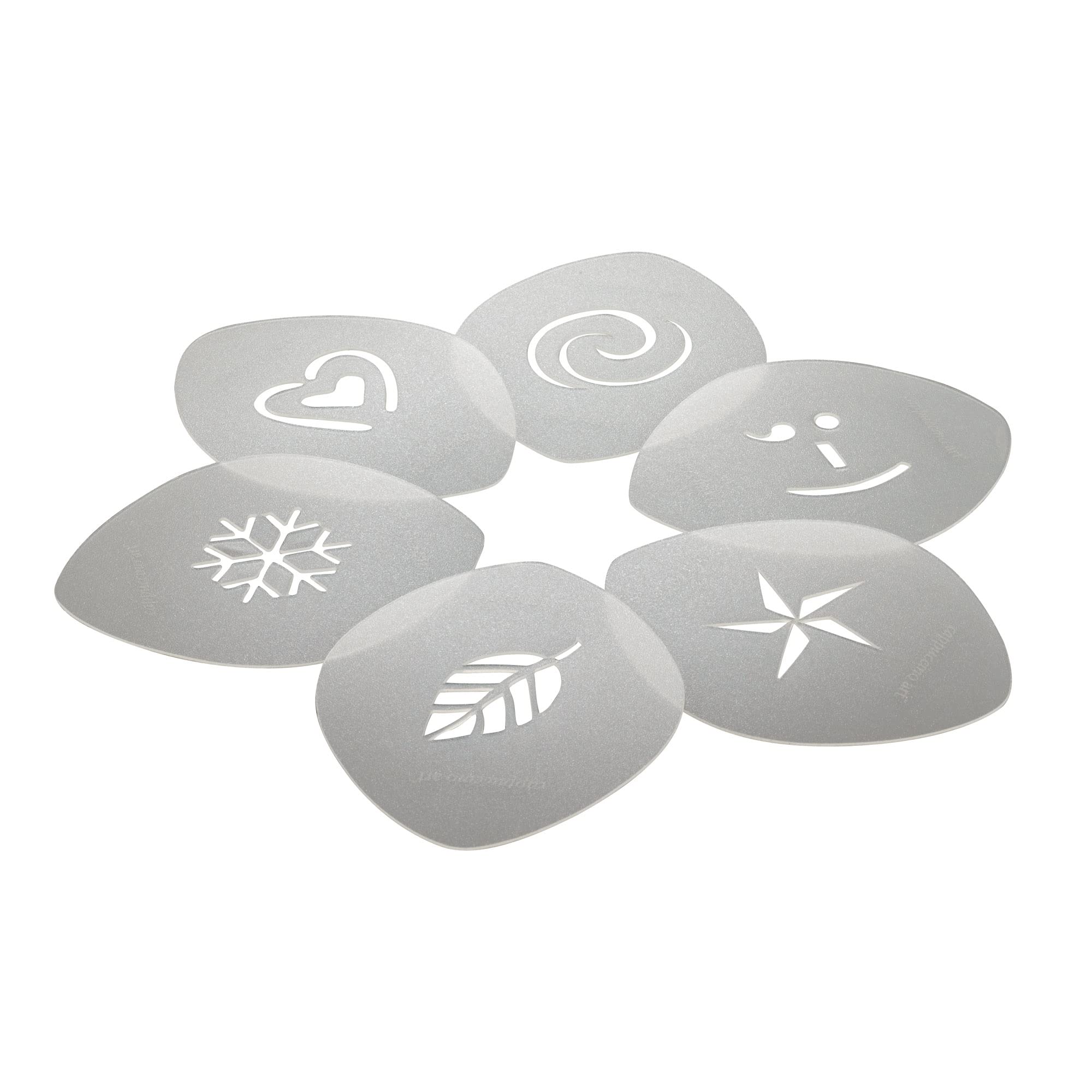 Aerolatte Cappuccino Stencils for Latte Coffee Art and Decorating Baked Goods, Set of 6