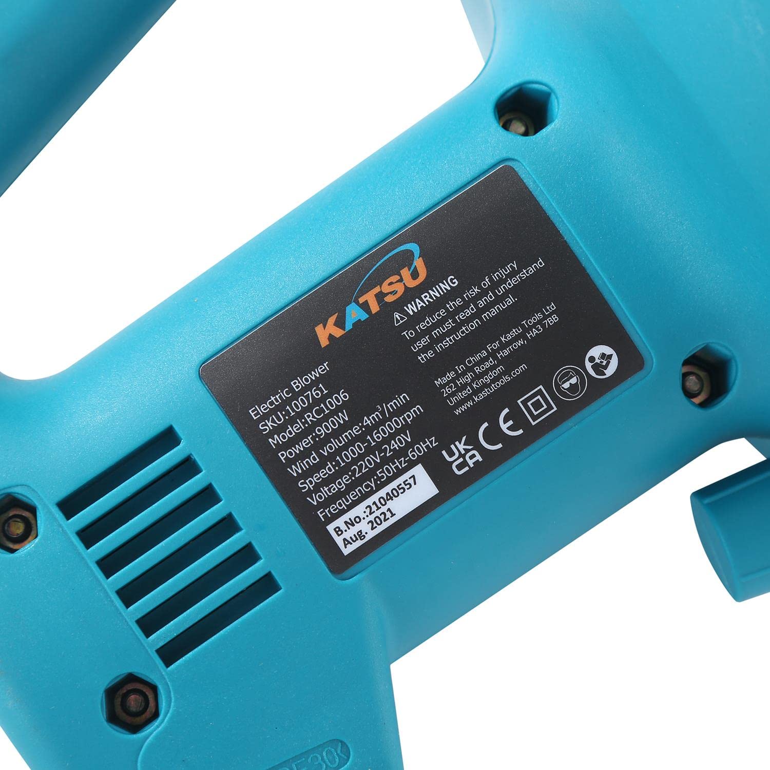 KATSU Soffiatore Elettrico 900W Soffiatore per Foglie con Velocità Variabile, per Cura del Prato del Giardino Domestico di Costruzione Sgombero Angoli Auto 100761