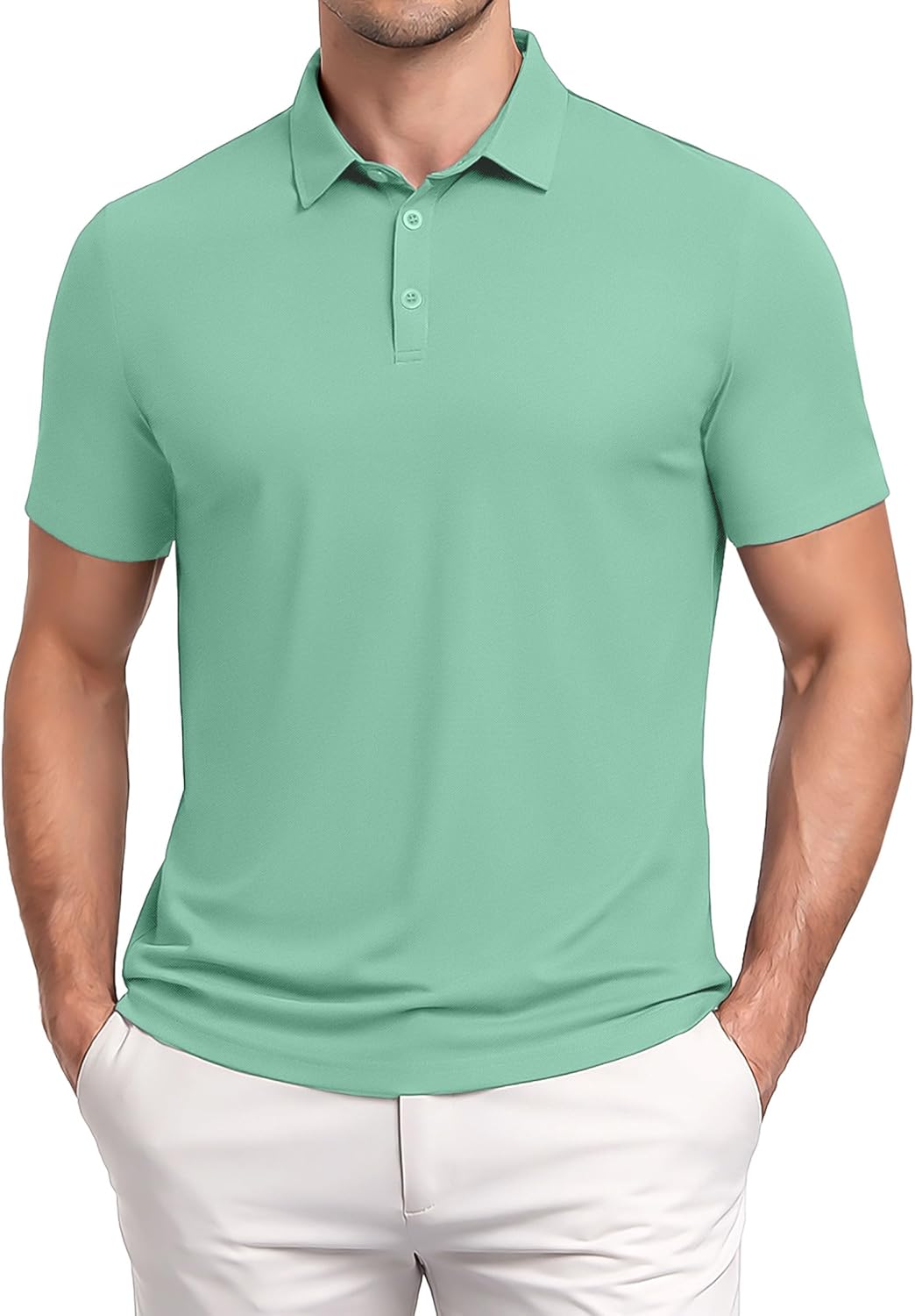 PEGENO Mens Polo Shirts Short Sleeve Golf Shirts Moisture Wicking Athletic Casual Polo Shirts