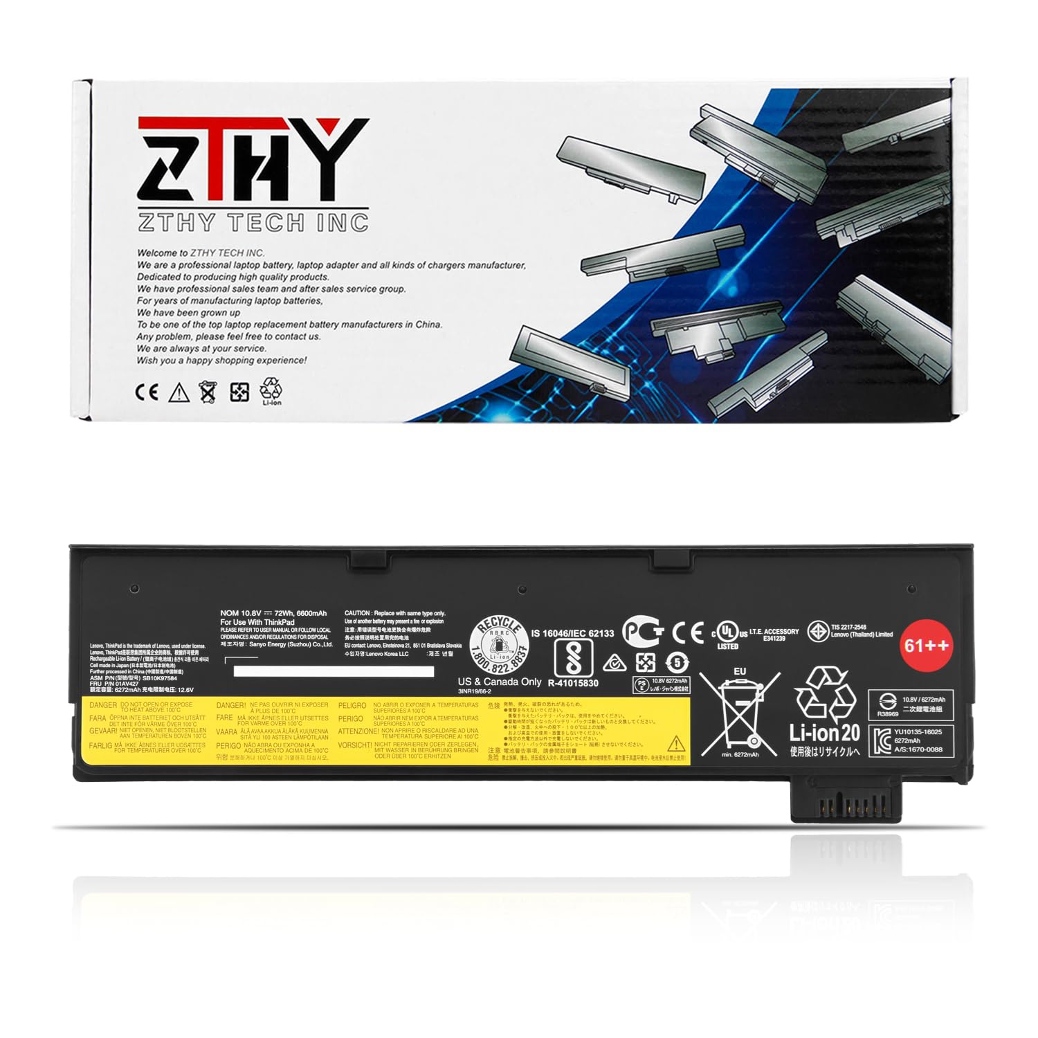 01AV427 01AV425 72Wh 61++ Laptop Battery Compatible with Lenovo ThinkPad T480 T470 P51S P52S T570 T580 A485 A475 TP25 Series 4X50M08812 01AV422 01AV423 01AV424 01AV428 01AV490 01AV492 01AV452 10.8V