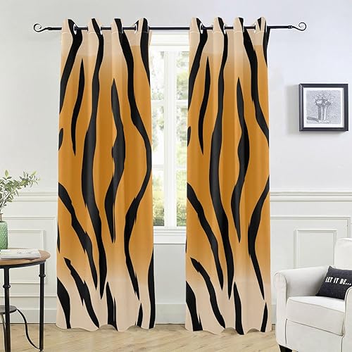 Miniatura 1 de Cortinas opacas con diseño de animales a rayas de piel de tigre, cortinas opacas de 84 pulgadas para dormitorio y sala de estar, cortinas para