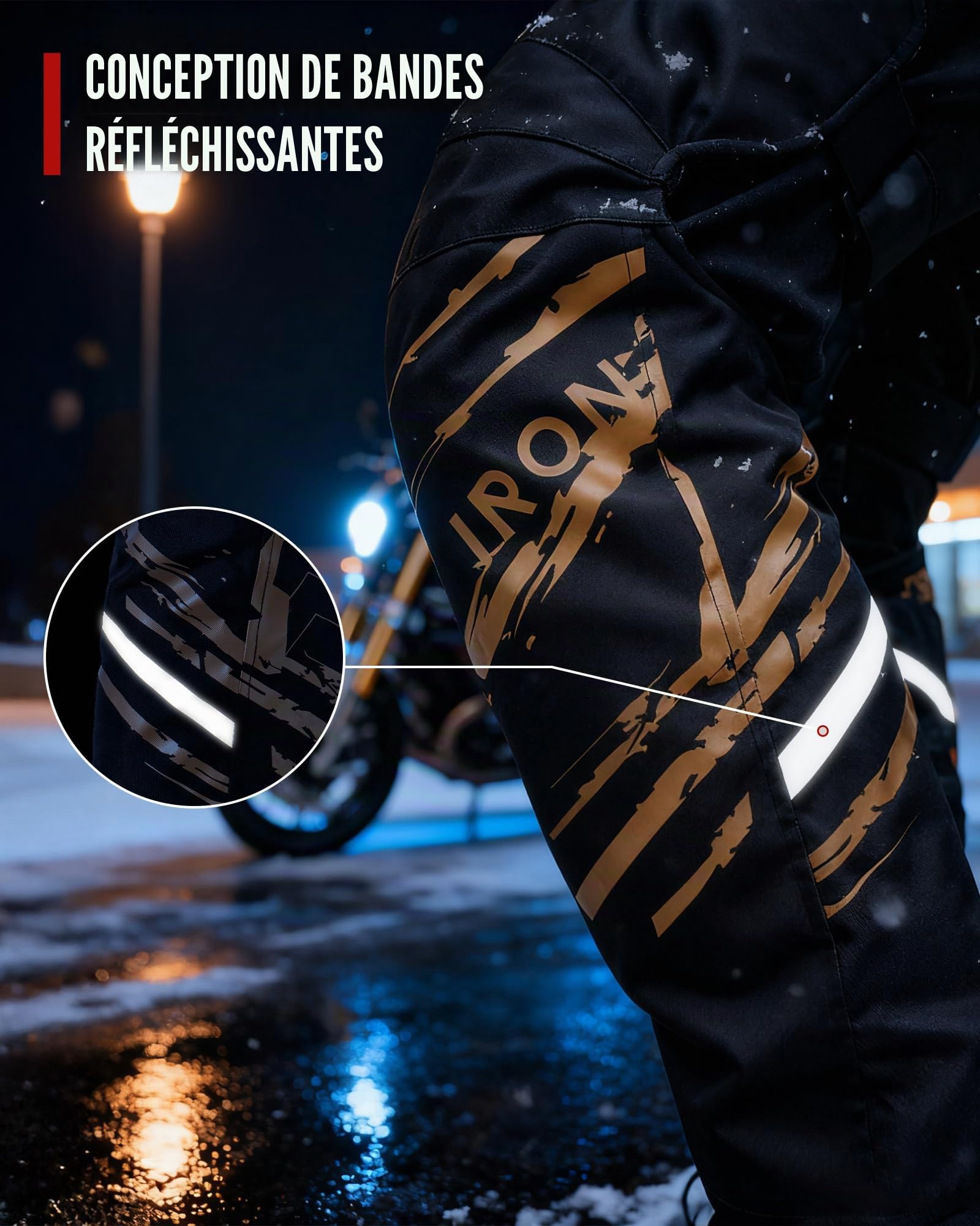 RIDEIRON Genouillères chauffantes moto Hiver,Protections hivernales homologuées CE2,Amovibles,Chaudes,Imperméables et coupe-vent pour femmes et hommes
