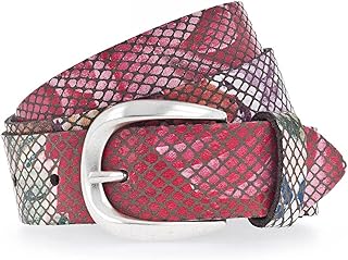 Cinturón de piel para niña (3 cm de ancho, 60 a 80 cm), color plateado Escarlata rojo/Multi 65