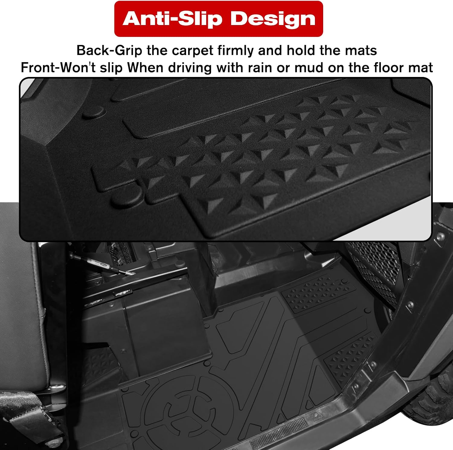 Floor Mats for 2025 Polaris Ranger XD 1500, TPE Front Row Floor Mats All Weather Protection Durable Slush Liners for Polaris Ranger Crew XD 1500 Northstar Premium/Ultimate 2024+ Accessories