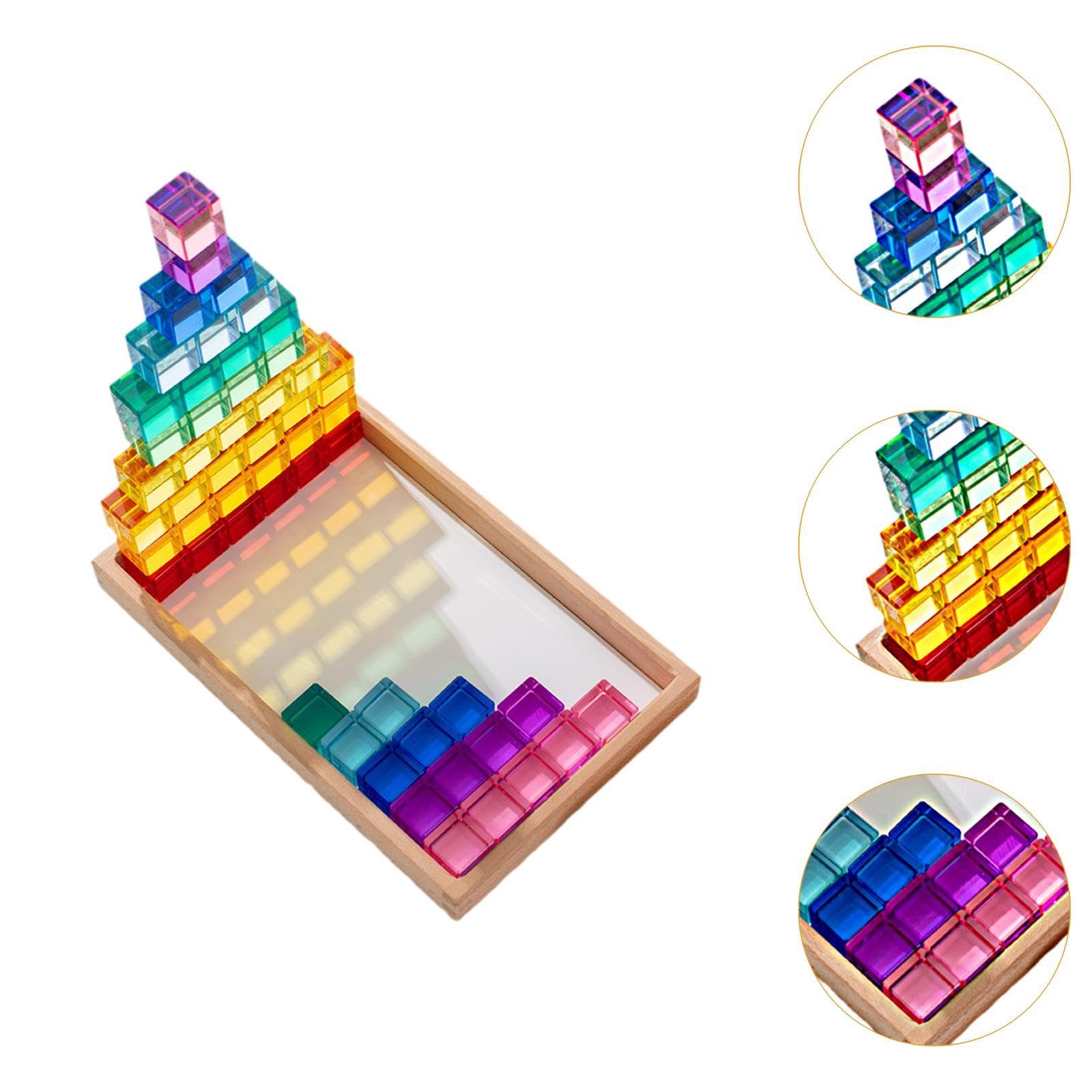 Juego de Bloques Cúbicos, Juego de Bloques de Construcción para Niños, Juguetes Educativos Transparentes