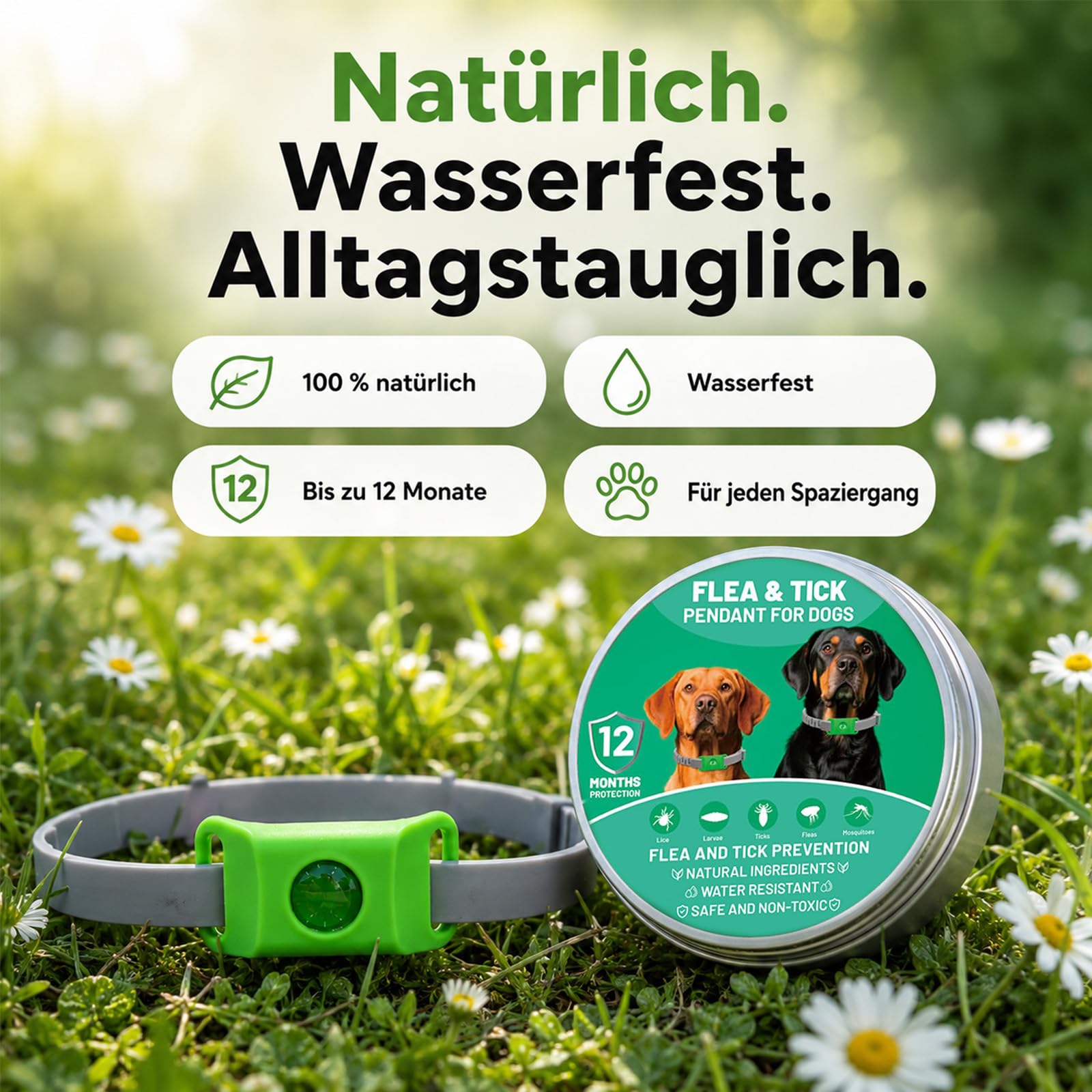 Hunde Anhänger fürs Halsband, Outdoor-Saison Begleiter für Wiesen, Wald & Garten, wasserabweisender Haustieranhänger, Hundezubehör für kleine, mittelgroße & große Hunde