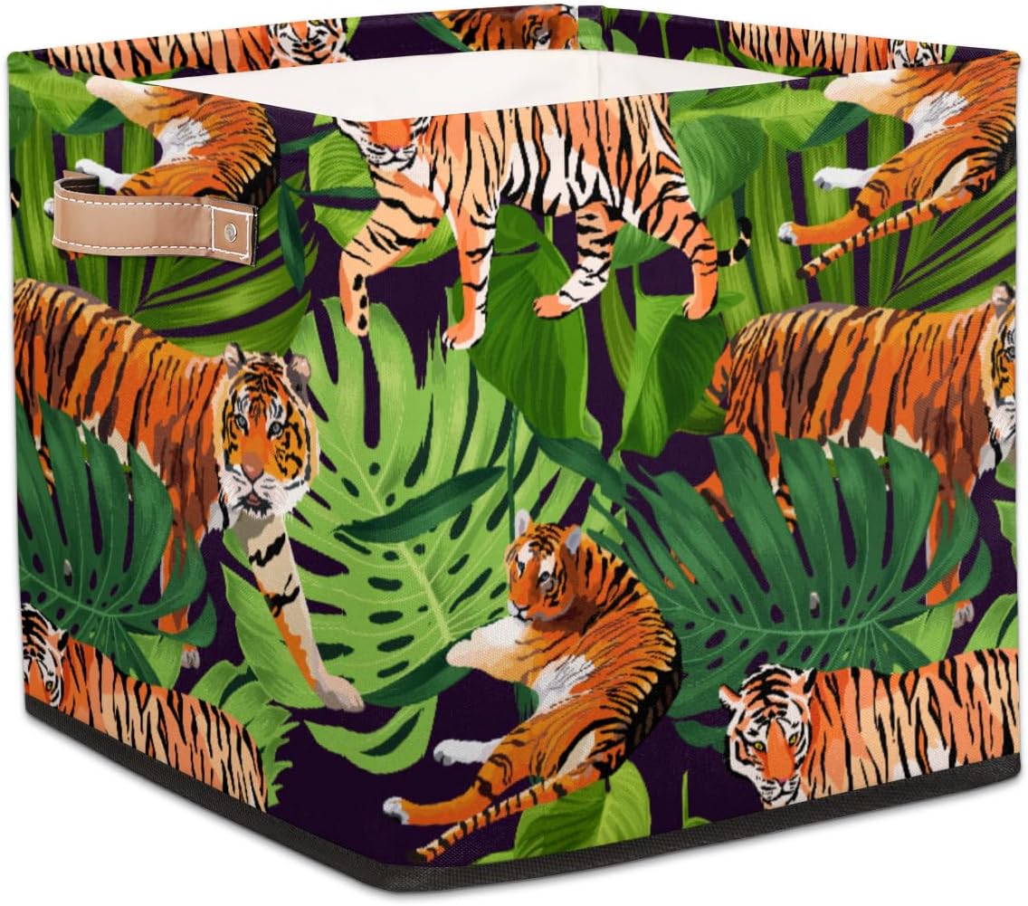 Xiaoyanbd Tropical Plant Tiger Storage Cubes 13 x 13 Inch
