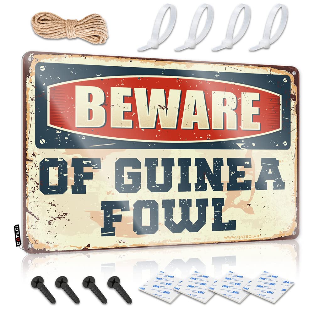 Fzfn Colour Stunning Matal Sign, Farm Soft Bath Beware Of Guinea Fowl | Farmhouse Mancave Decor(30X40cm)