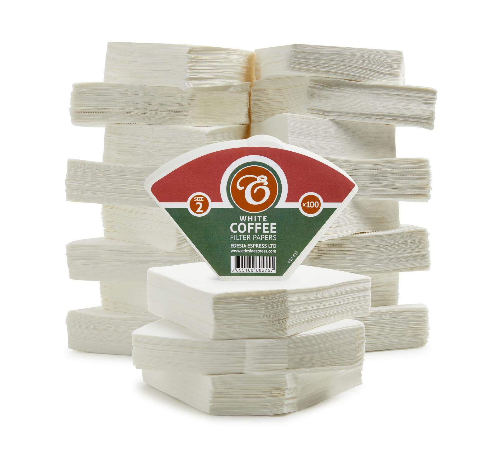2000 Size 2 Coffee Filter Paper Cones, White by EDESIA ESPRESS
