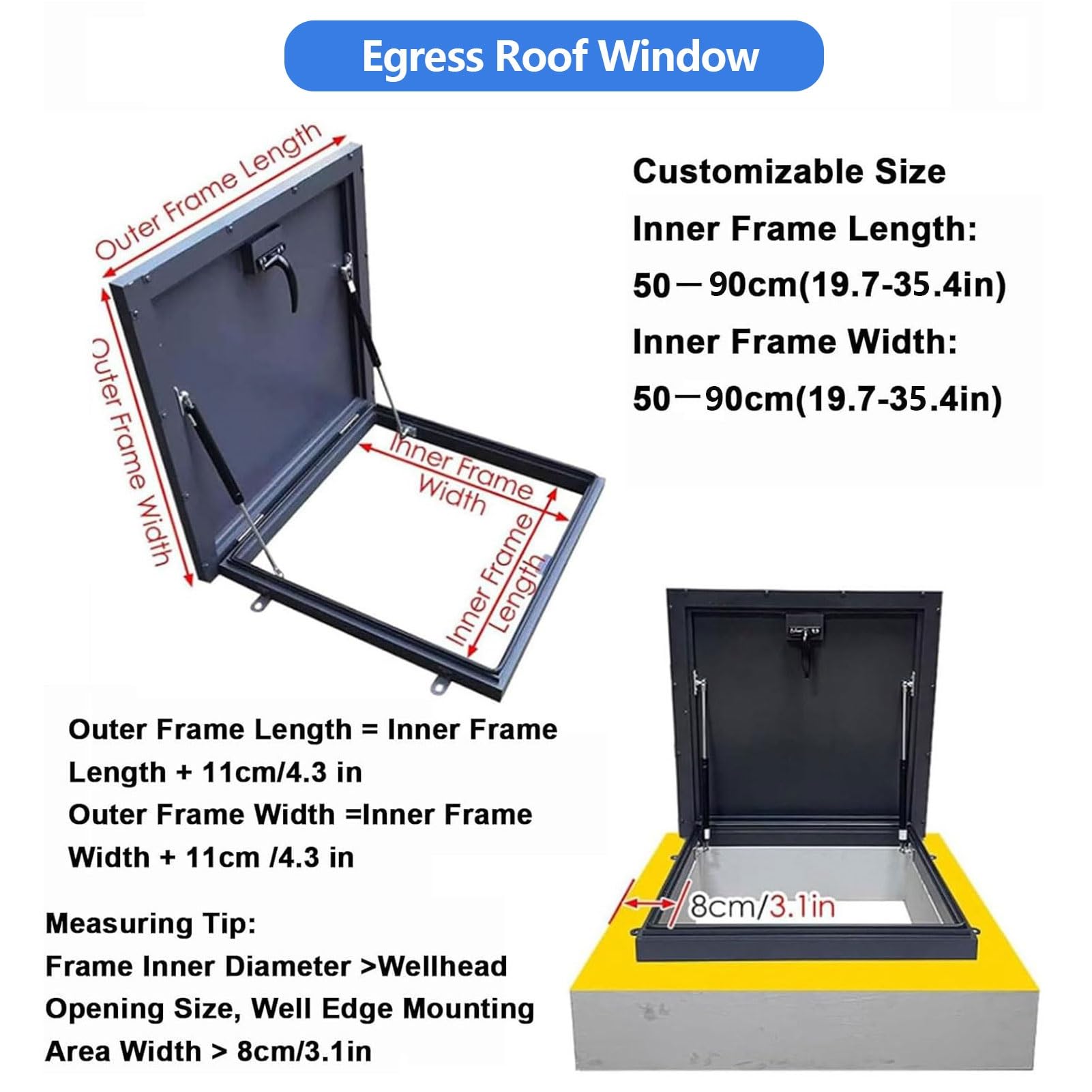 Trappe d'accès au grenier Ouverture 90° Porte d'accès au toit électrique Passas Ouvertures de ventilation 65 x 65 cm – et facile à installer