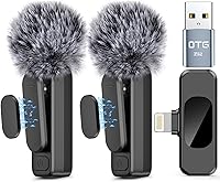 Vista 7 de NICHOM Micrófono inalámbrico lavalier 3 en 1 para iPhone/iPad/Android/PC/Cámara, micrófono mini con reducción de ruido, micrófono mini para video