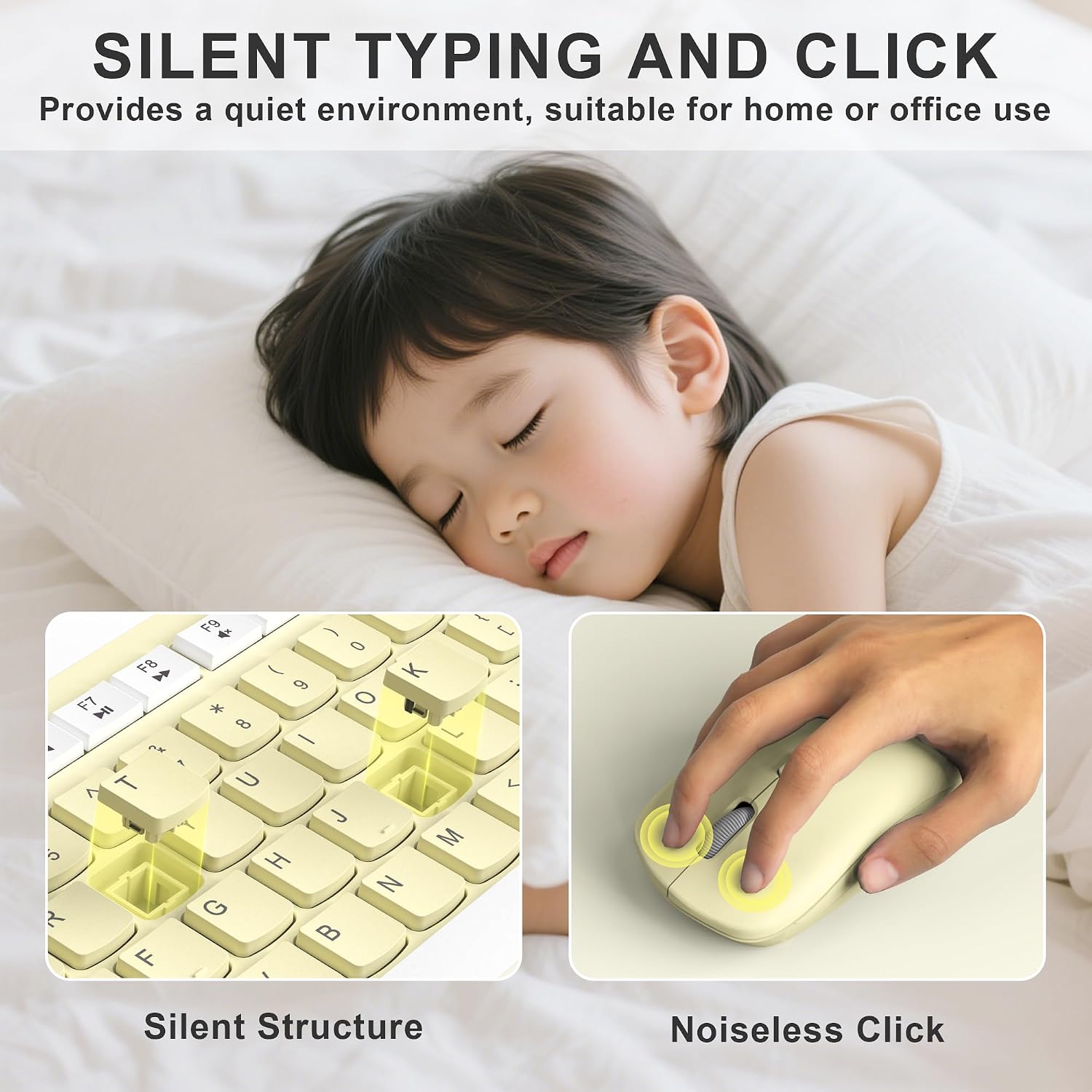 Condition photo showing New/Like New for wireless keyboard and mouse combo, full-sized wireless keyboard and adjustable dpi mouse, 2.4ghz usb receiver, keyboard and mouse for pc, windows, desktop, laptop (canary yellow)