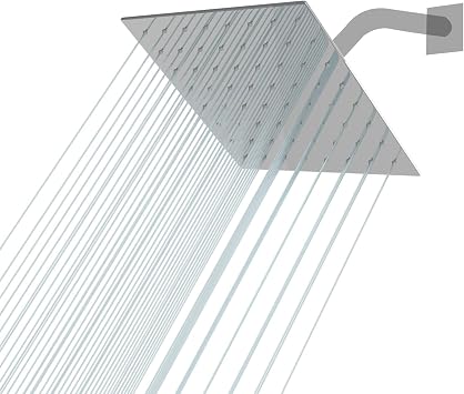 Lordear Rain Shower Heads High Pressure, Rainfall Showerhead for Bathroom Fixed Mount, 6 Inch Large Square High Flow Shower Head Chrome