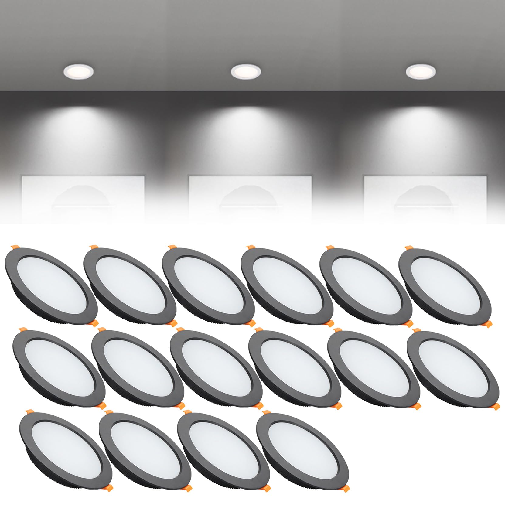 Syibelters 21W LED Recessed Ceiling Lights 180mm Cold White 6000K 21W 240LM, Cut Φ160-170mm, AC110-240V Ultra Slim Downlights, LED Panel Light for Living Room Hallway, 16 Pack