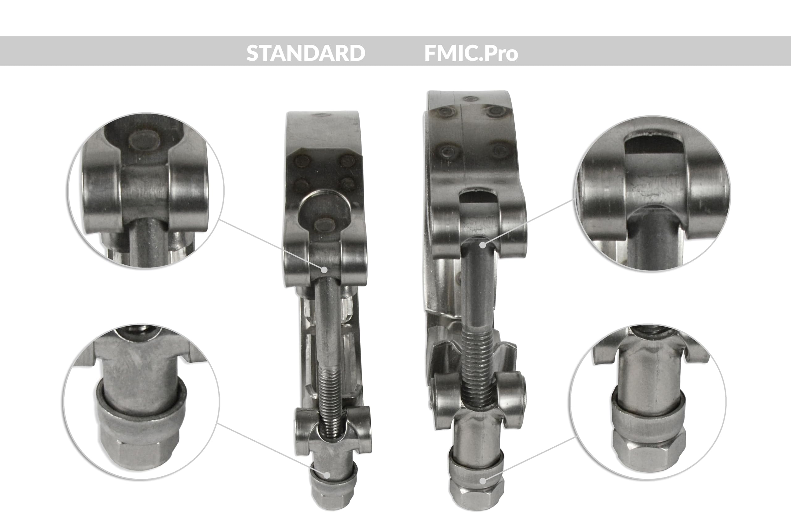 fmic.eu PERFORMANCE Collier V-Band échappement acier inoxydable, raccord tube d’échappement, bride V-Band, collier de serrage pour système d’échappement et turbo automobile 60MM (2,35 Zoll)