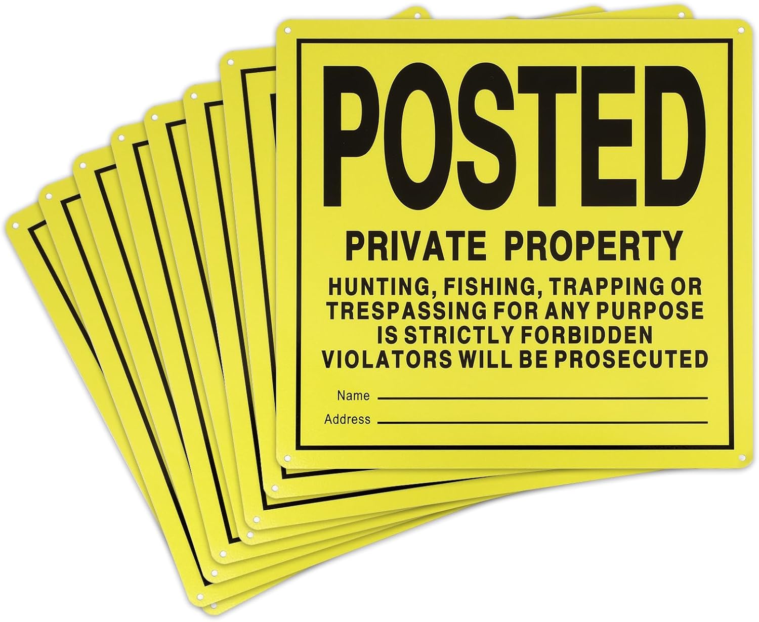 8Pcs Posted No Trespassing Signs, No Hunting Reflective aluminum metal posted signs for indoor and outdoor use to warn against hunting, fishing and trapping. (11.8 * 11.8)