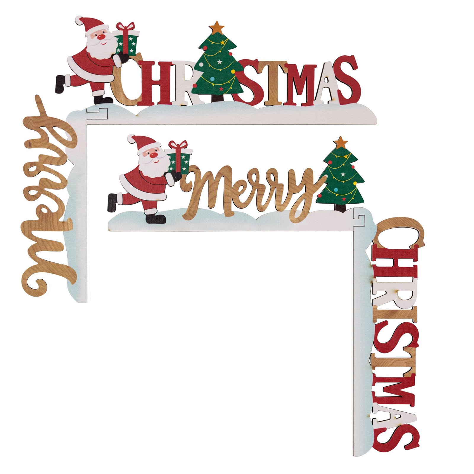 YWLUUOO Christmas Decorations Three-Dimensional Wooden Christmas Letter Door Frames Decor Creative Door Corner Table Ornament Creative Decor for Home