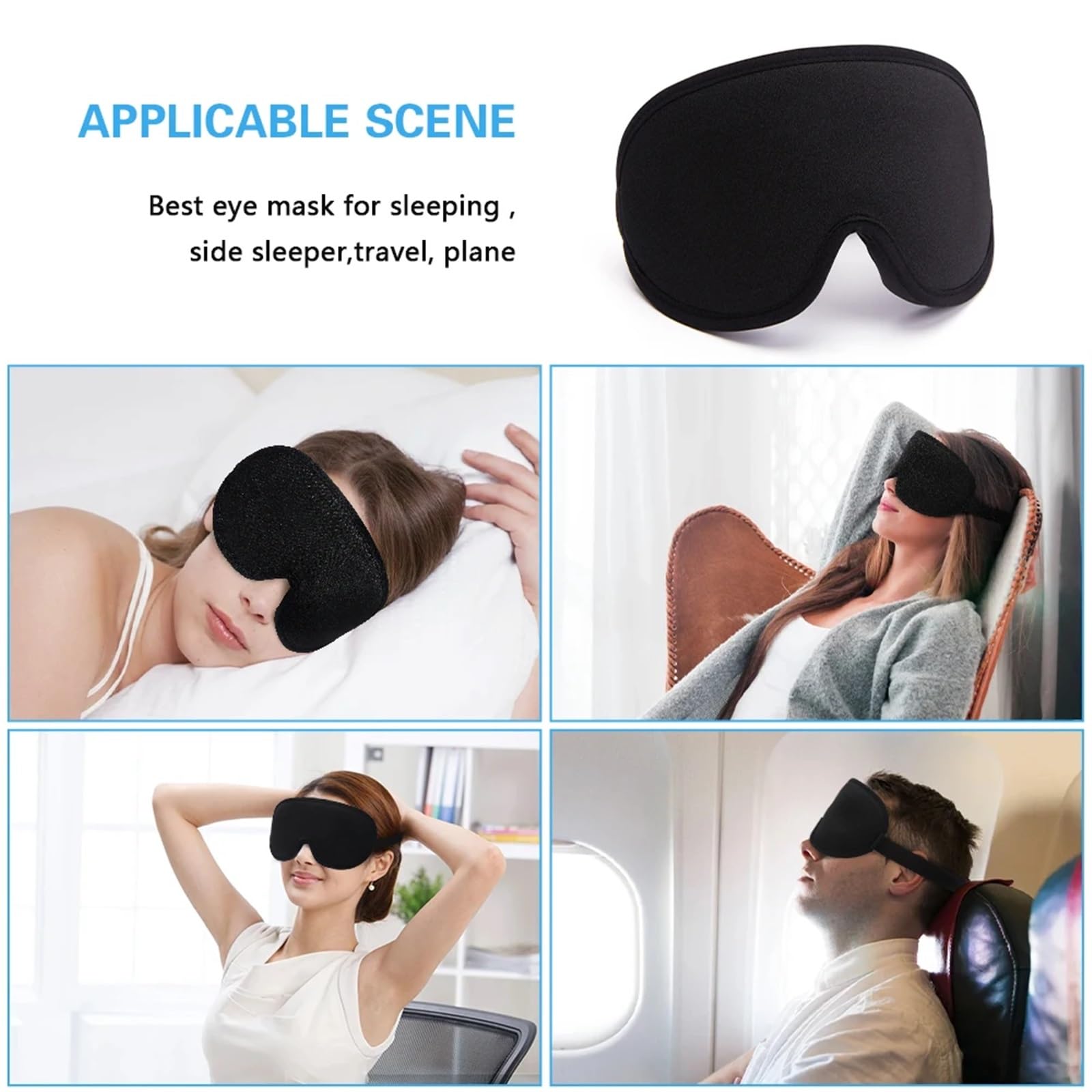 Máscaras para dormir Zero Eye Pressure Blackout pa Máscara de seda for ojos, máscara de seda con espuma viscoelástica 3D for dormir, parches for los ojos for viajes(Red)