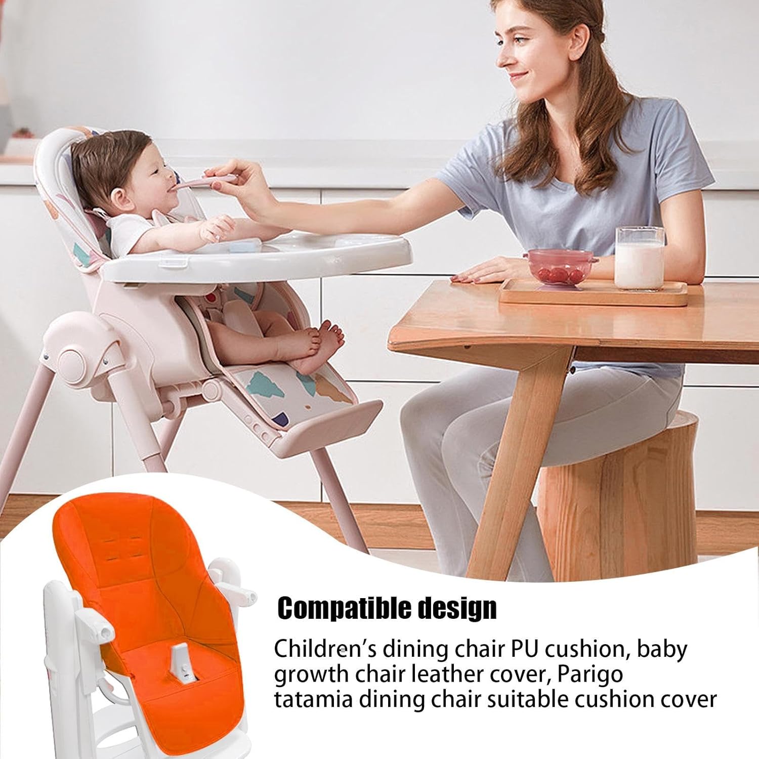 ハイチェアクッションパッド - 保護カバークッション | 耐摩耗性PUレザーとスポンジソフトで快適なシートパッド 男の子と女の子向け