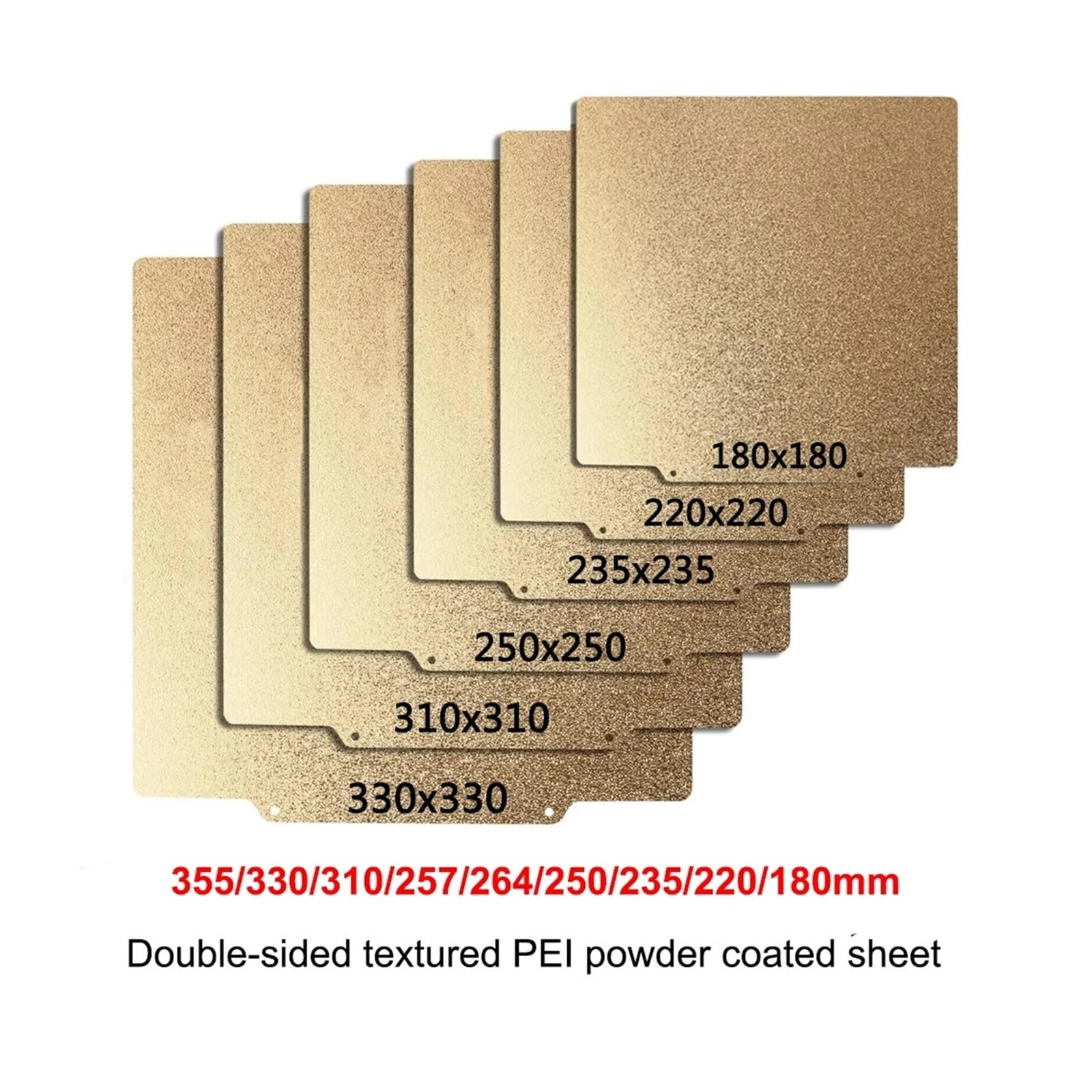 235/310/330/355/250/220/180 mm Teksturowana płyta PEI do H2D P1P X1 A1 Plus 4 X-Max 3 V3 SE/KE2/3/S1(264x276 for Kobra S1)