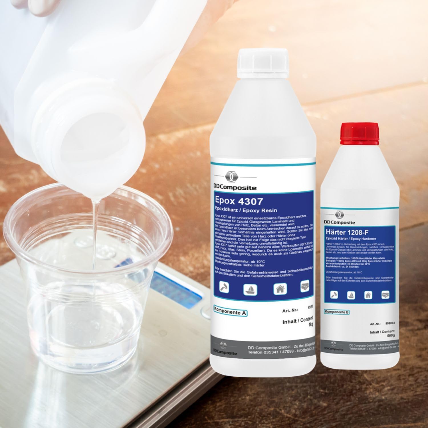 Epoxidharz 3kg plus 4m² Glasfilamentgewebe 390g/m² Leinwand leicht formbares Gewebe zum Laminieren und Reparieren gute Haftung hohe Klebkraft