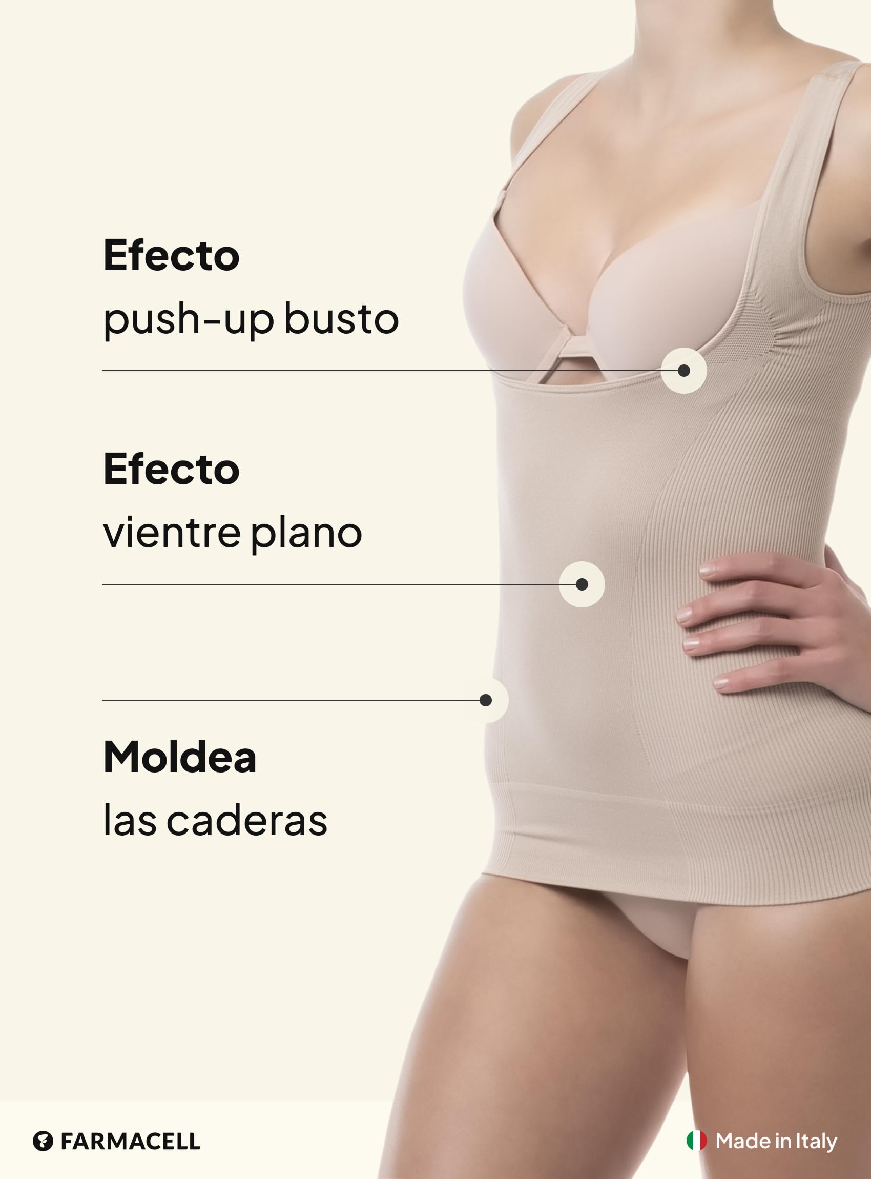 Farmacell Camiseta Reductora Sin Copas Vientre Plano Mujer, Made in Italy, 606