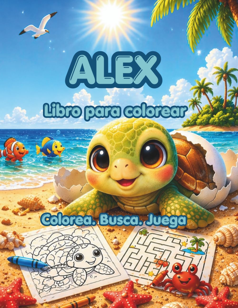 Alex: Libro para colorear: Colorea, busca y juega