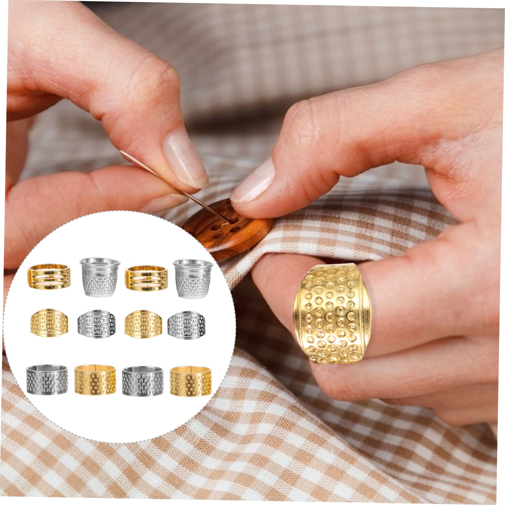 Ciieeo 60 Pz Set Ditali da Cucito Ditali del Pollice per Le su Misura Ditale da Cucire Ditali in Metallo Ditali per Cucire a Mano Ricamo Ferro Oro e Argento Ricamato