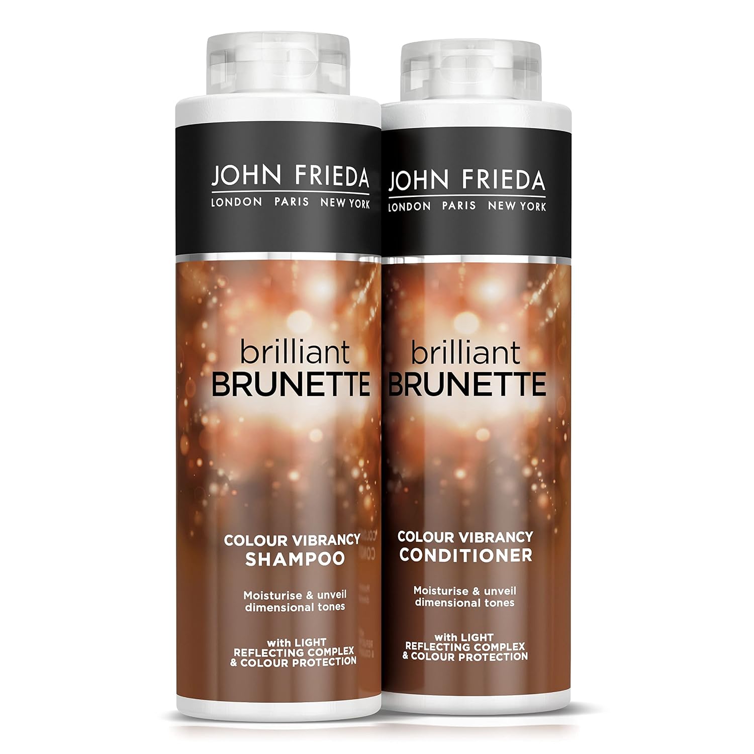 John Frieda Brilliant Brunette Color Vibrancy Shampoo and Conditioner Duo Pack 2 x 500 ml Shampoo and Conditioner Bundle for Brunette Hair