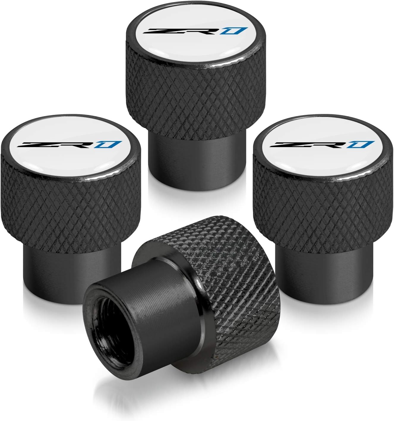 iPick Image for Chevrolet Corvette C7 ZR1 Logo Black Easy-Grip Aluminum Tire Valve Stem Caps