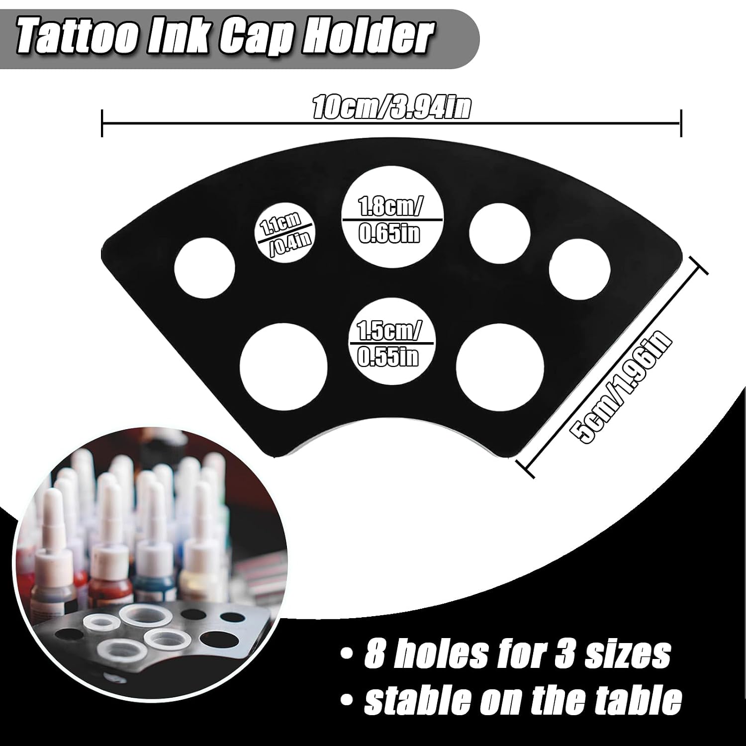 Tattoo Ink Caps and Holders Kit - 300pcs Disposable Ink Cups (S/M/L) + 2 Black Holders, Stackable Design for Tattoo Artists & Apprentices Pigment Container Supply