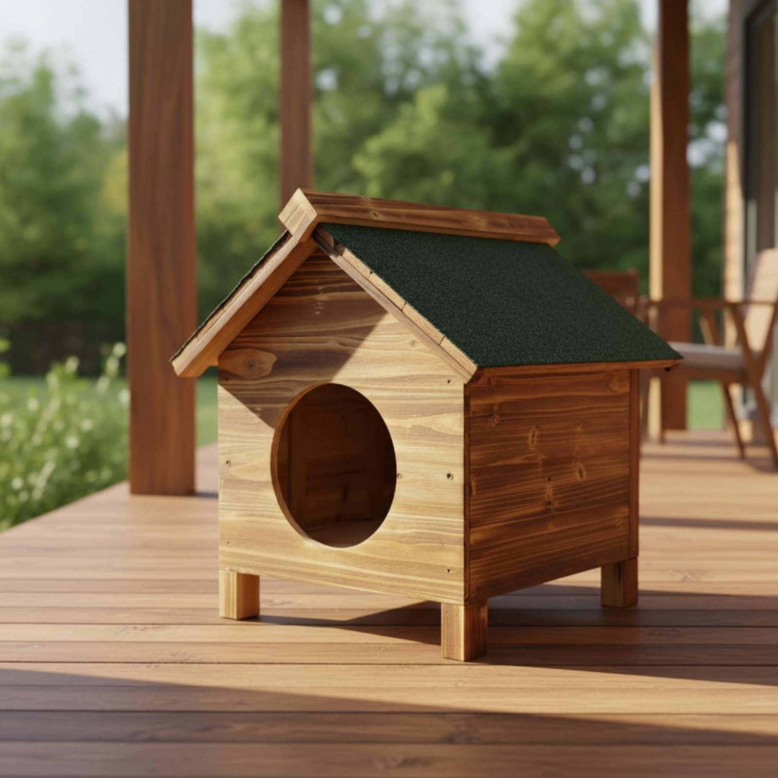 Stabil Katzenhaus mit Spitzdach, Gartenmodell Mit Wasserdichtem Dach Und Tür An Der Vorderseite