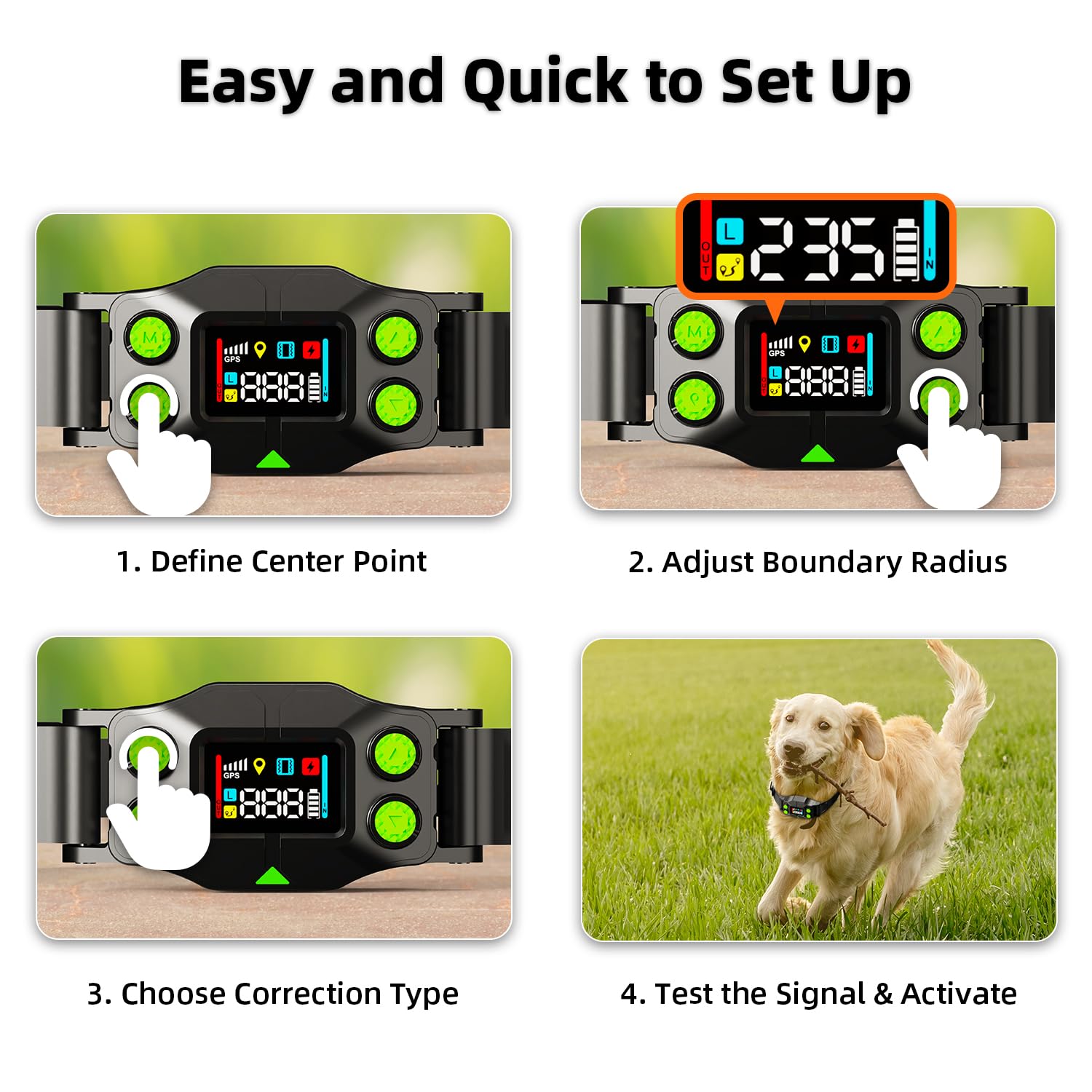 AEZ Smart Dog Collar, GPS Dog Tracker, Wireless Dog Fence System, GPS Fence Collar for Dogs with Beep Vibration Alert Modes, Radius 25-999 Yards for Over 15lbs Dogs, IPX7 Waterproof - image 5