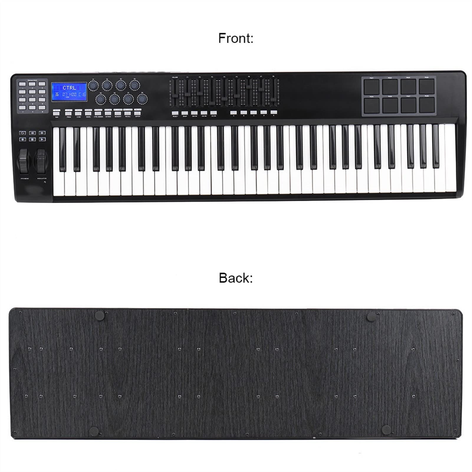 Controlador de Teclado Midi USB de 61 Teclas, 8 Pads de batería con Cable USB, Teclado Controlador Midi, Pads Coloridos, Teclado electrónico