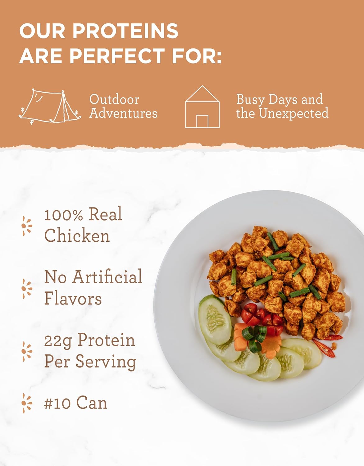 Simple Kitchen Freeze Dried Diced Chicken – 16 Servings for Family Meal Prep, Gluten Free & Dehydrated Survival Just Add Water Canned Food, for Camping Meals, Backpacking & Hiking, #10 Can Package