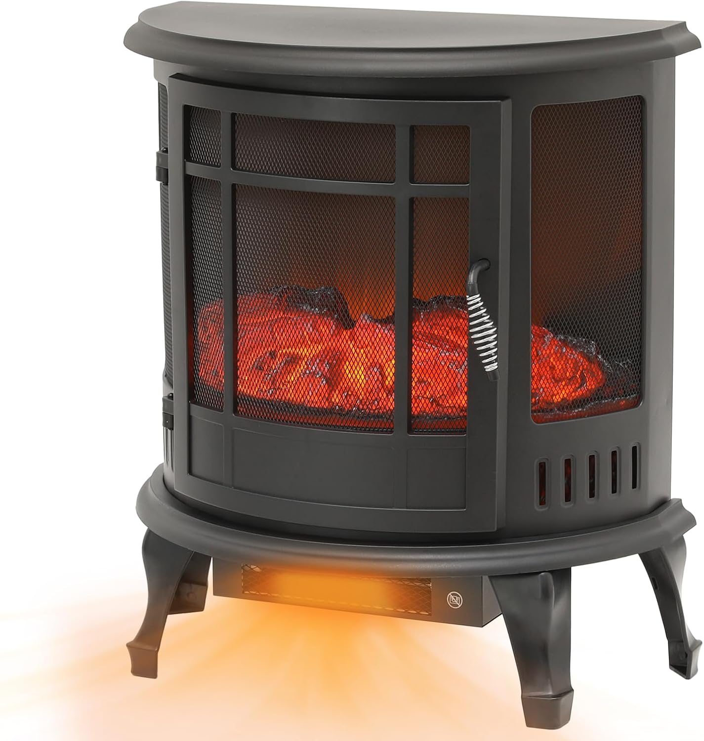 Athena Collection 25" Electric Fireplace Heater, Freestanding Indoor Electric Fireplace Stove with Realistic Flame Effect, Adjustable Brightness and Temperature, Overheat Protection, 1400W