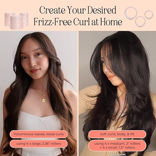 Miniatura 3 de INH Rodillos de pelo | Juego de rodillos de velcro voluminizadores para un aspecto de los años 90 | 12 rodillos térmicos de cerámica autoagarre con