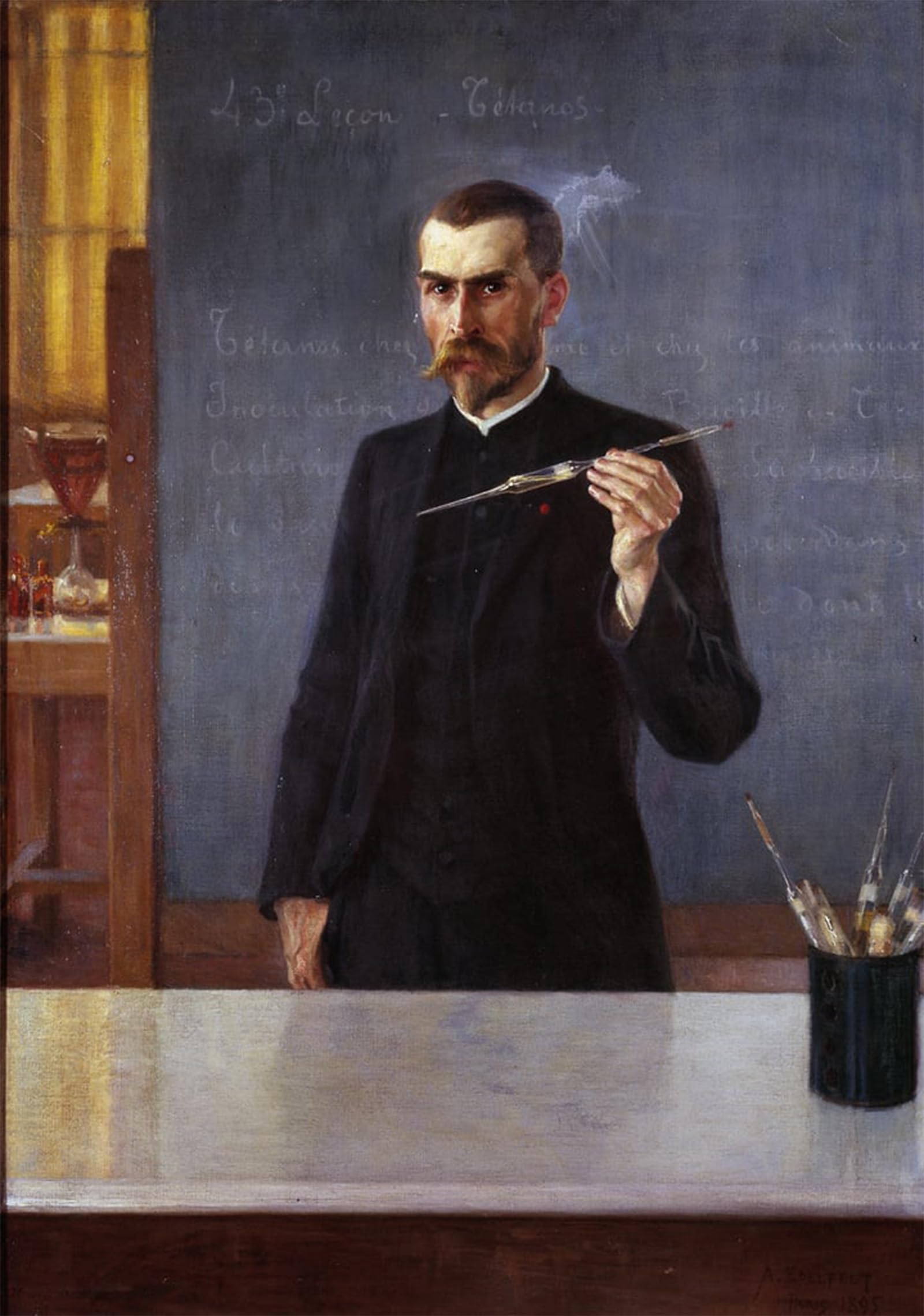 ARTXLXXBN Famous Painting Canvas Artwork Graffiti Print Portrait of Doctor Emile Roux Assistant to Louis Pasteur by Albert Gustaf Aristides Edelfelt Portrait Canvas Image for Home Decor 60x90cm
