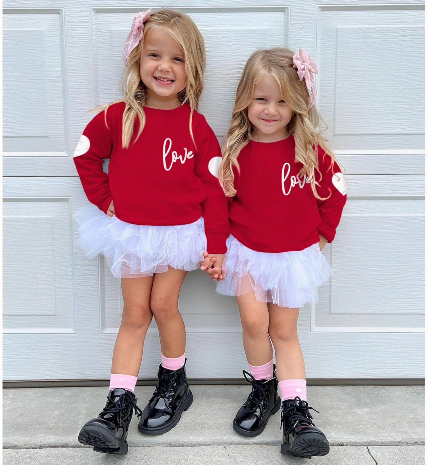 Ritatte Mommy and Me Valentine Outfits Love Heart Print Sweatshirt Valentine's Day Casual Crewneck Long Sleeve Pullover Tops - Image 2