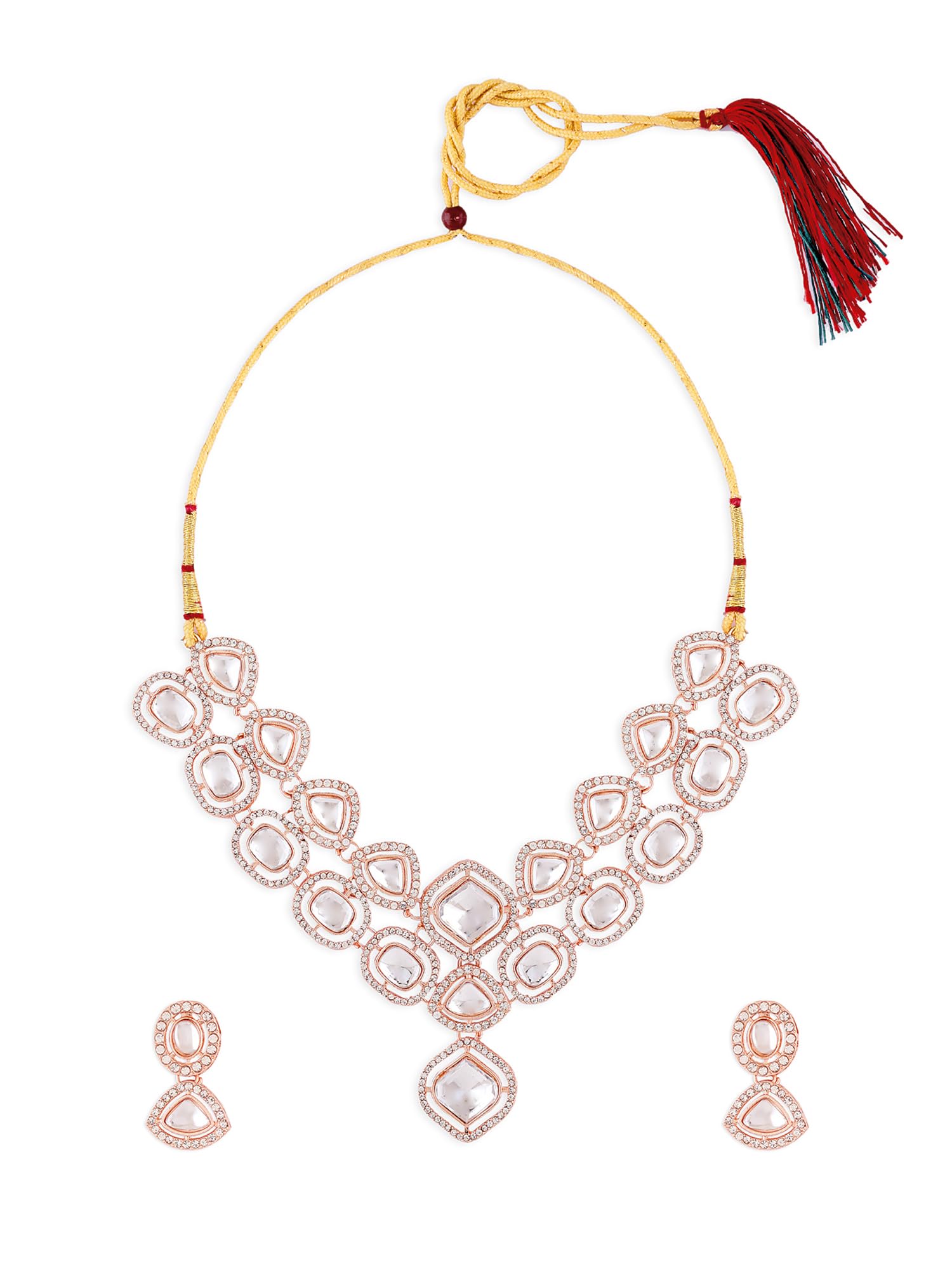 ZAVERI PEARLS Rose Gold Dazzling Austrian Diamonds Embellished Choker Necklace & Earring Set For Women-ZPFK17778 (B0CZXXZY11) Amazon Price History, Amazon Price Tracker