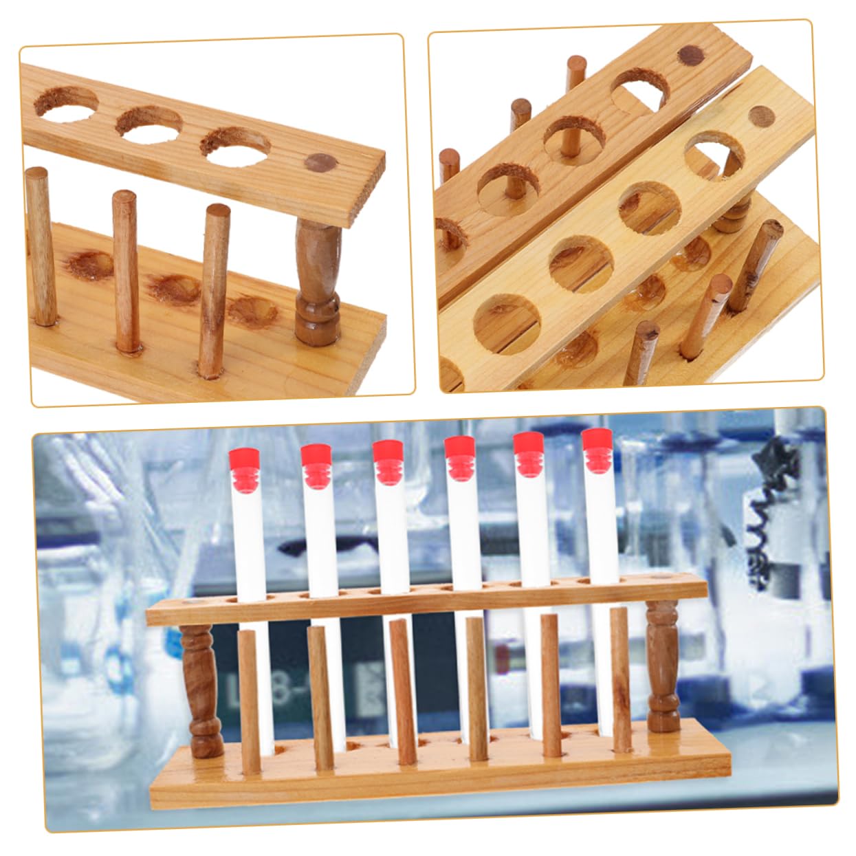 Mobestech 5stücke Holz Testrohrständer Mit Löchern Stabiler Reagenzglas Für Labor Und Forschung Vielseitig Einsetzbar Aus Langlebigem Holz Gefertigt Leicht Und Platzsparend