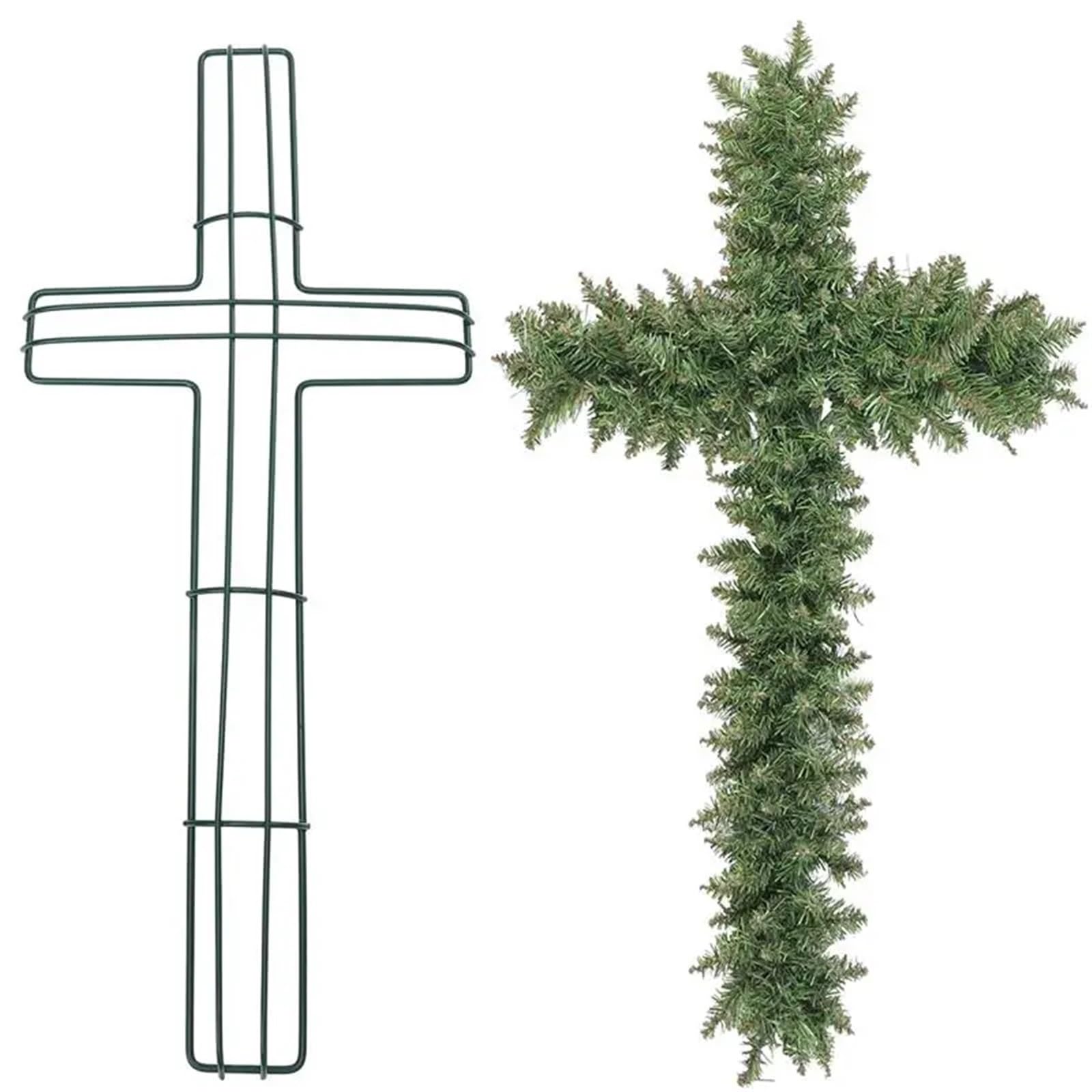 4 stücke Geformt Kranz Rahmen Ring Hoop Metall Draht Girlande Machen Handwerk Ostern Party Kirche Dekoration(Green)