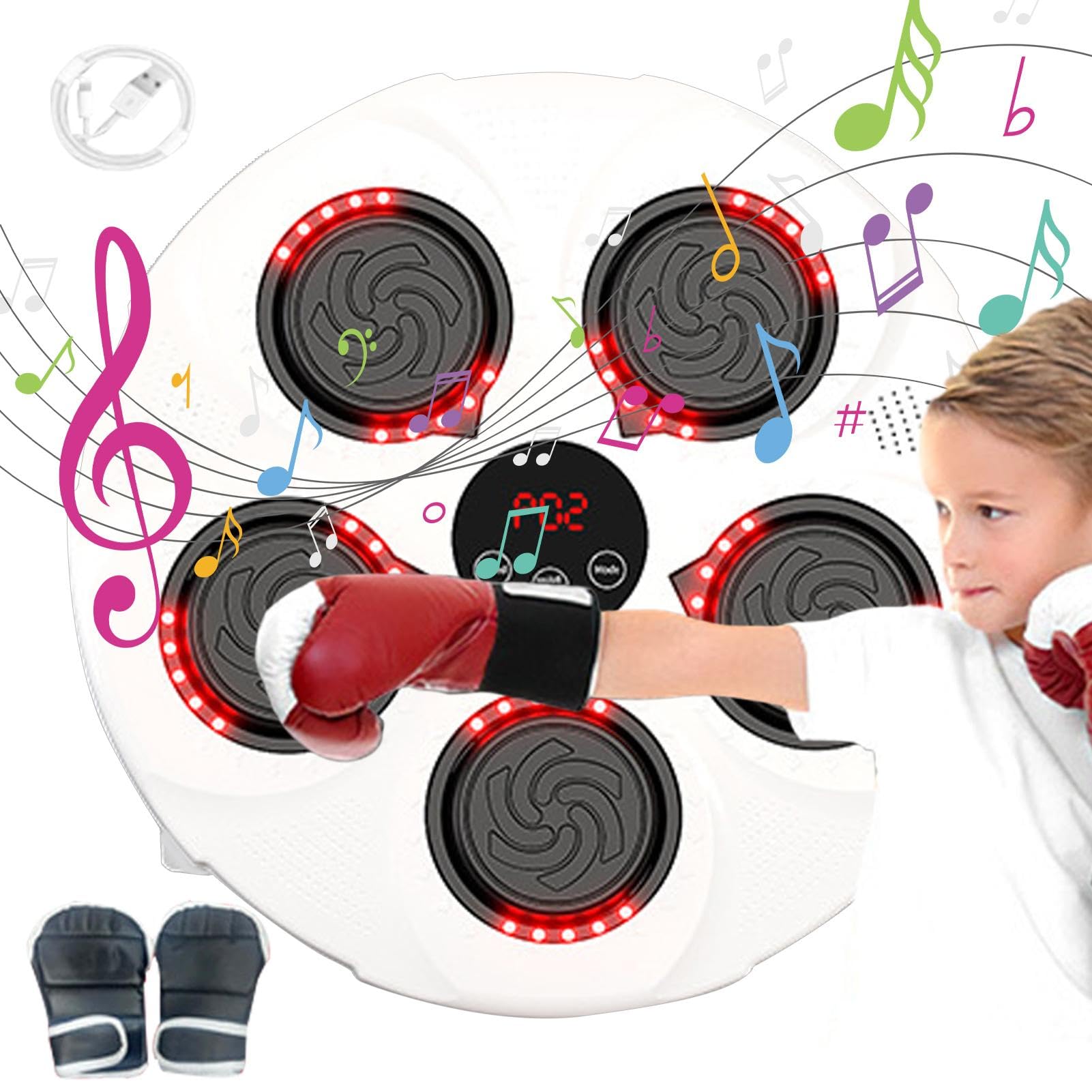 Macchina da boxe elettronica per musica – Boxe musicale wireless | Allenatore di boxe musicale wireless, attrezzatura intelligente per punzonatura con modalità di luce, velocità regolabile per uso