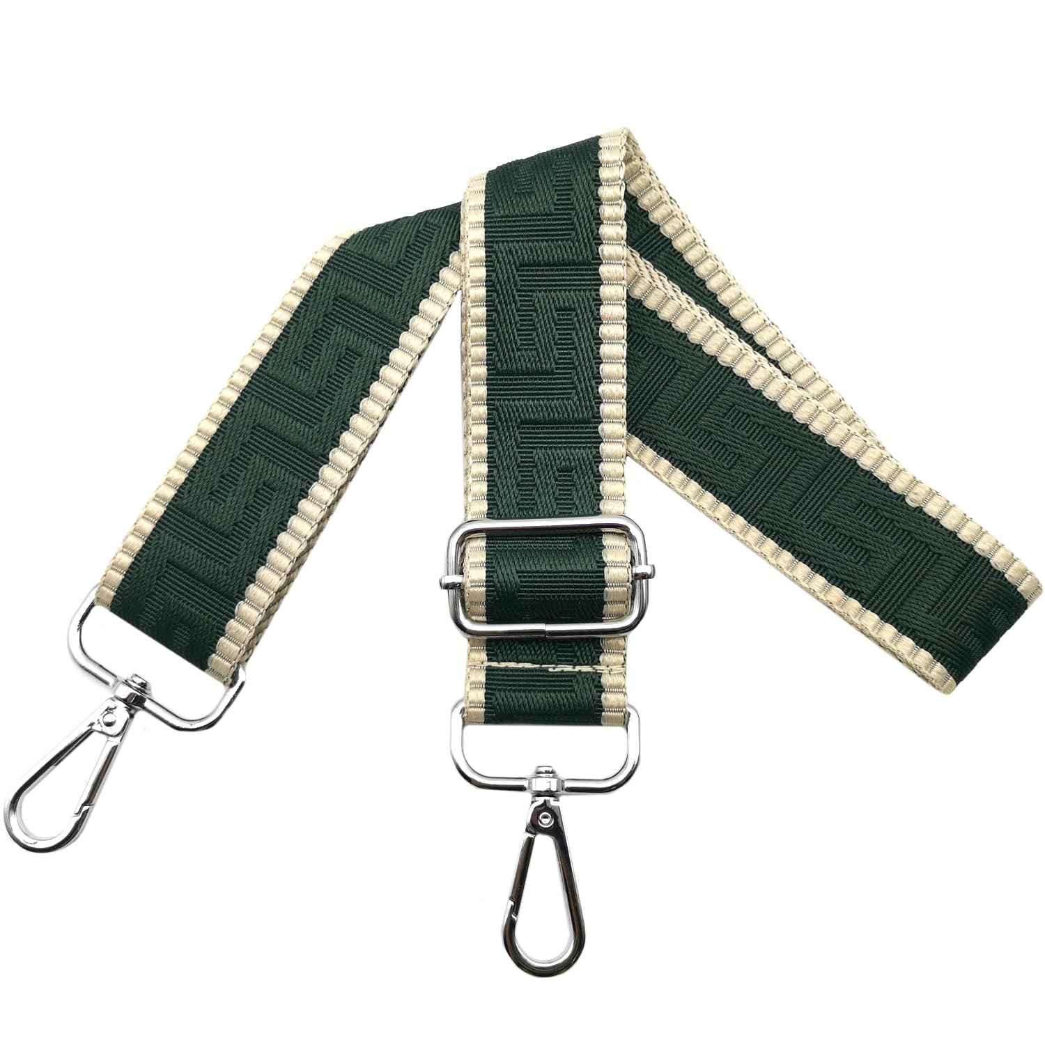 Schultergurt für Tasche Taschengurte zum Wechseln, Verstellbar Taschengurt Breit 3.8cm mit Silber Karabiner - Taschenband Schulterriemen Tragegurt für Handtaschen Damen, Dunkelgrün, K3