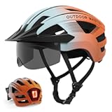 OutdoorMaster Adult Bike Helmet - Bicycle Helmet with Rechargeable Rear LED Light&comma; Detachable Magnetic Goggles&comma; Removable Sun Visor - Suitable for Commuting and Cycling for Men and Women