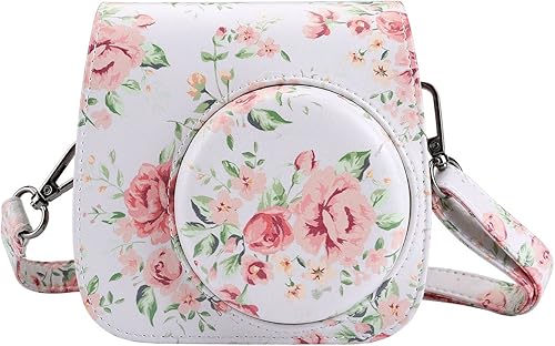 Yoption Funda para cámara instantánea compatible con Instax Mini 1211988+, bolsa de piel sintética para cámara con bolsillo y correa de hombro