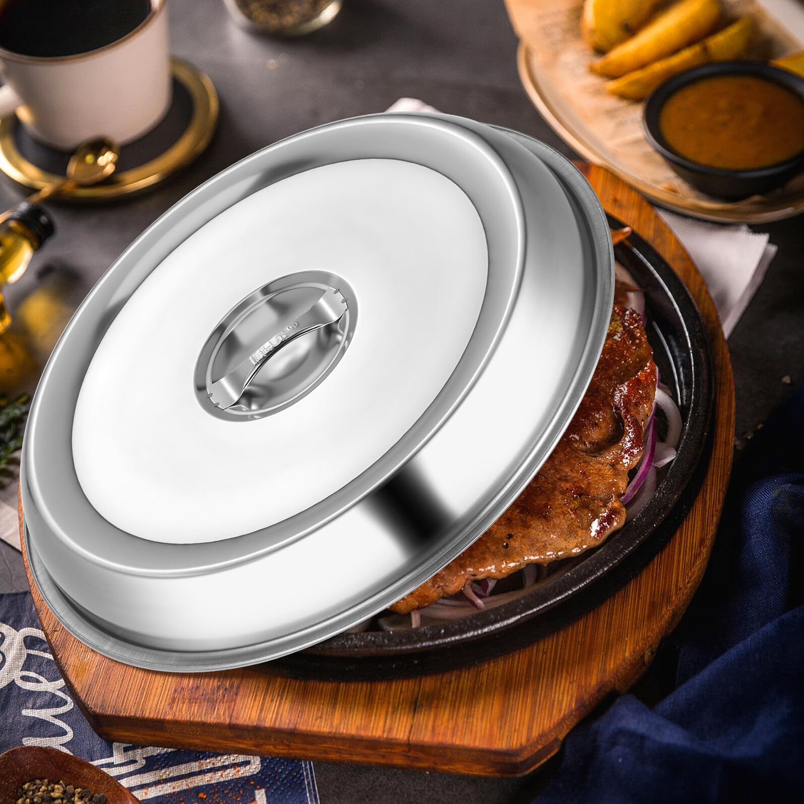 Copertura in Acciaio Inossidabile 3 Pezzi Copri Vivande Tondi Cucina Domestica e Ristorante Protezione Alimentare per Bistecca e Piatti