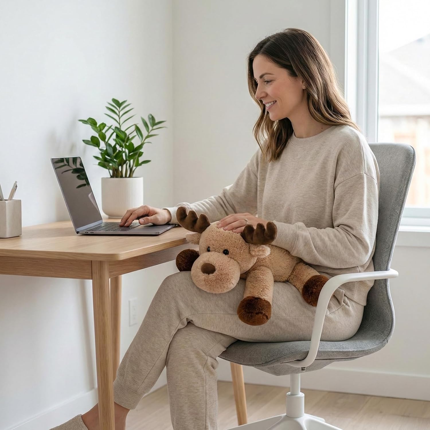 Adorable Caribou Furry Reindeer Elk Moose Stuffed Animals Plush Toy for Kids Babies Boys Birthday Bedtime Decor, 13" Super Soft Brown - Image 4