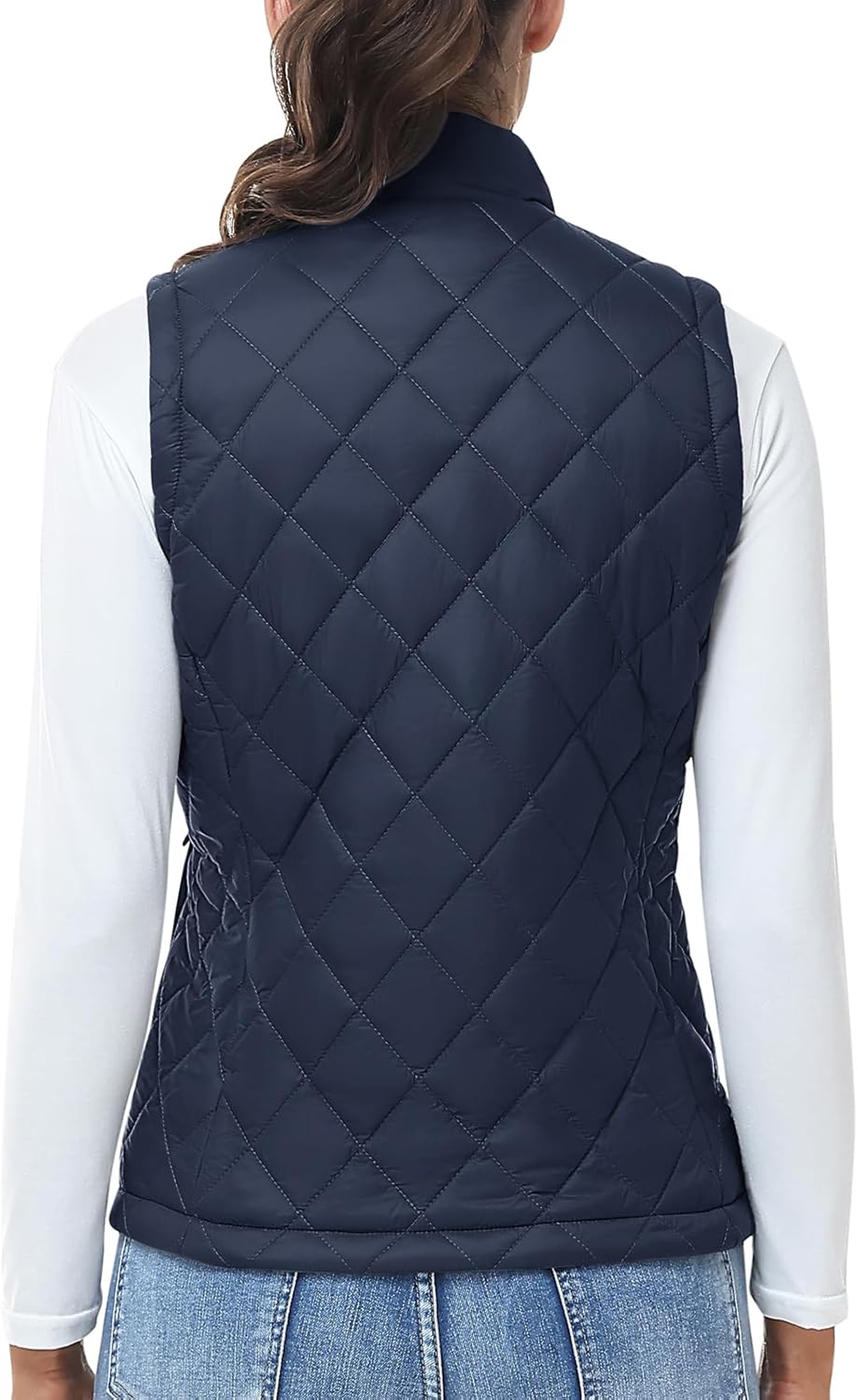 TBMPOY Women's Lightweight Quilted Vest Outerwear Puffer Sleeveless Jacket Windproof Winter Warm Stand Collar with 4 Pockets - Image 3