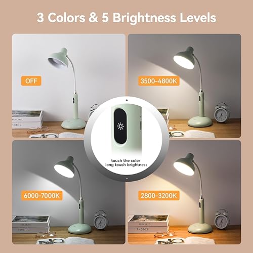 Miniatura 2 de VAVOFO Lámpara de escritorio inalámbrica con control táctil 6781-2700-7000K, temperatura de color, 700LM, luz LED de escritorio con carga USB-C,